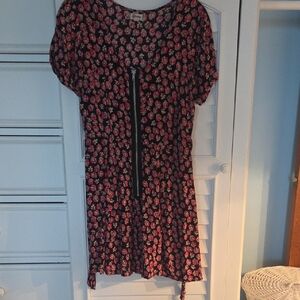 Olsenboye Black and Pink Floral Mini Dress